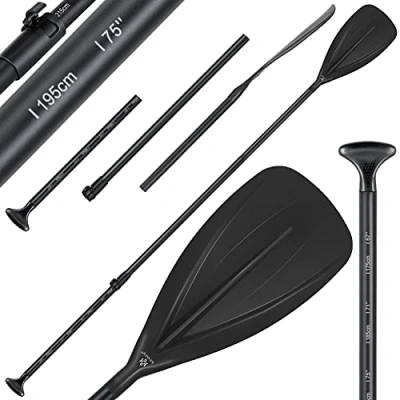 Afbeelding van KESSER® Paddle 3 delig voor kayak SUP stand up paddling board steekpeddel, verstelbare telescoop 165 cm 215 aluminium peddel, kajakken, surfboard, boot, anti slip insteeksysteem