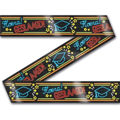 Afbeelding van Afzet lint Geslaagd Neon 12mtr