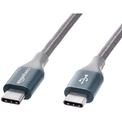 Afbeelding van AmazonBasics Double gevlochten nylon USB type C naar 2.0 kabel op 3 m donkergrijs