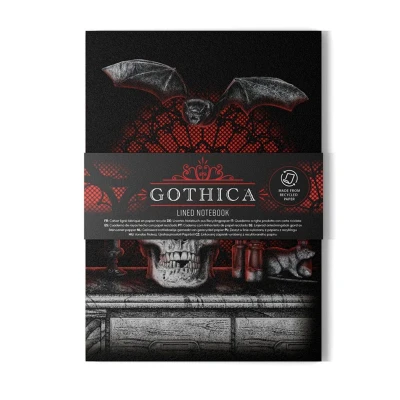 Afbeelding van Notitieboekje A5 Gothica Skulls Nocturne Gerecycled Papier Gelinieerd 21x14.5x0.5cm