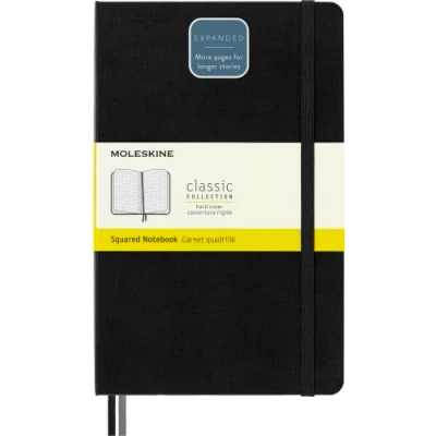 Afbeelding van Moleskine Classic Expanded Squared Paper Notebook Hard Cover and Elastic Closure Journal Color Black Size Large 13 x 21 A5 400 Pages
