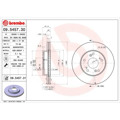 Afbeelding van Brembo Remschijf 09.5457.31