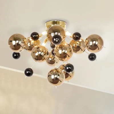 Afbeelding van Näve Plafondlamp explosie met gouden bollen