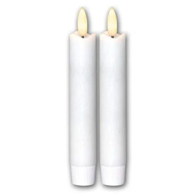 Afbeelding van LED stokkaarsen &quot;vlam&quot;, set van 2, wit, 15x2cm