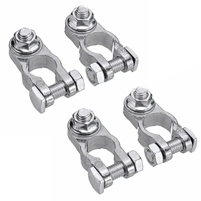 Afbeelding van 2 paar, Accupoolterminals, Accuconnector Postterminals, Accuklem Accuterminal, Positieve En Negatieve Accupolen, Aluminiumlegering Connectoren, Voor Auto Van Marine 12/24/60v