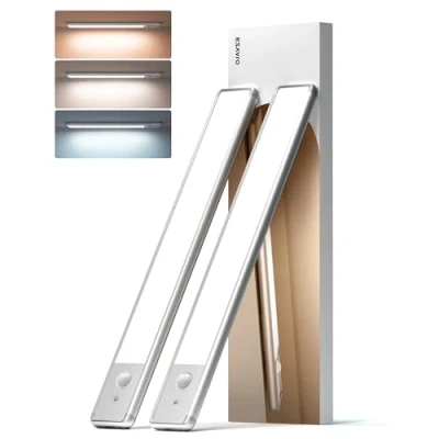 Afbeelding van EZVALO onderbouwlamp keuken LED 30cm kastlicht bewegingsmelder 3 kleurtemperaturen sensor nachtlampje oplaadbare kastverlichting draadloze 2 stuks