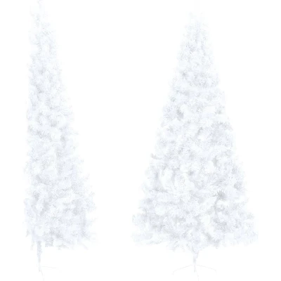 Afbeelding van Kunstkerstboom met standaard half 240 cm PVC groen
