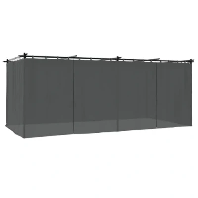 Afbeelding van vidaXL Prieel met gordijnen 6x3 m staal antracietkleurig, partytent, prieeltje, tuinpaviljoen, feesttent, paviljoen, tuintent, tuin partytent