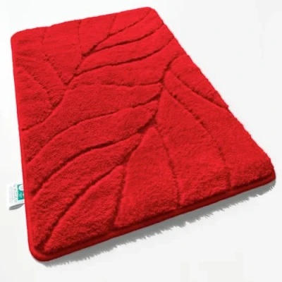 Afbeelding van Floordirekt badmat, extra pluizig en sneldrogend, badkamertapijt met antislip achterkant, douchemat (Maris) (rood, 60 x 120 cm)