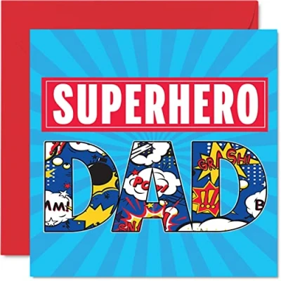 Afbeelding van Super Hero verjaardagskaarten voor papa superheld gelukkige verjaardagskaart van zoon dochter, 145 mm x Vaderdag wenskaarten geschenken vader