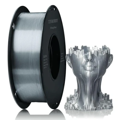 Afbeelding van zijde PLA Filament 1.75mm 1kg, TINMORRY 3D Printing Materialen voor Printer, 1 Spool, zilver