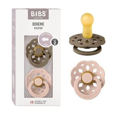 Afbeelding van BIBS Boheme Speen verpakking van 2 stuks. BPA vrij, Maat (6 18 maanden), Dark Oak/Blush