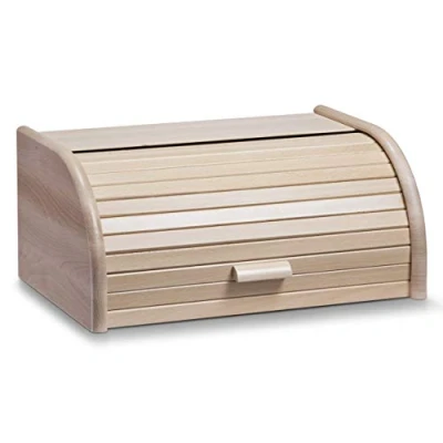 Afbeelding van Zeller Luxe Broodtrommel hout met klep 40 cm brooddoos brood bewaardoos