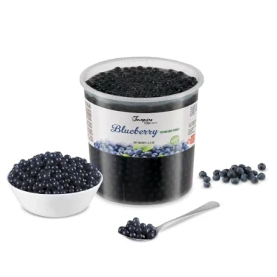 Afbeelding van Inspire Food Company Bubble Tea Parels Popping Boba Pearls Fruitparels Bosbessen smaak 450 gram