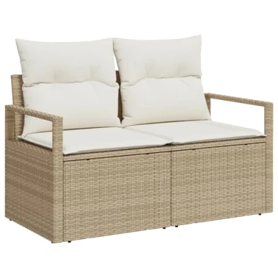 Afbeelding van vidaXL 6 Delige Tuin Sofa Set met Kussens Beige Poly Rattan