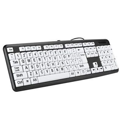 Afbeelding van toetsenbord voor ouderen met grote letters Computer USB kabel slechtzienden en slechtzienden(Zwart)