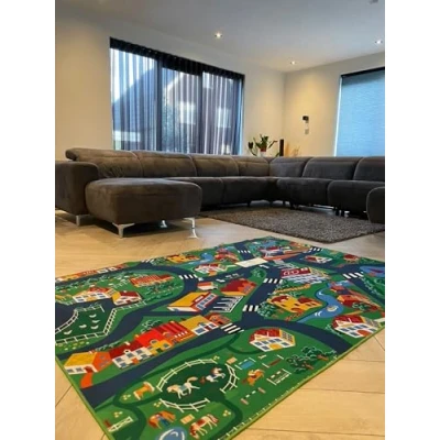 Afbeelding van speelkleed antislip Village fun speeltapijt anti slip speelmat kindertapijt 140 x 200 cm