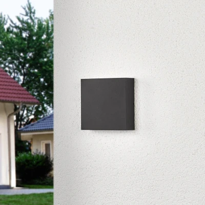 Afbeelding van Lucande Hoekige LED outdoor wandlamp Trixy in antraciet
