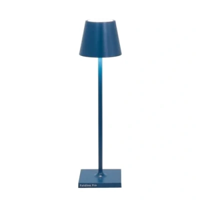 Afbeelding van Zafferano, Poldina Micro Lamp, Oplaadbare Snoerloze Tafellamp met Touchbediening, Geschikt voor Binnen en Buiten, Dimmer, 2200 3000 K, Hoogte 27,5 cm, Capri Blue Kleur