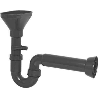 Afbeelding van Cornat Rezyklat Druppelwater geursluiting, 1 1/2 inch Ø 50 mm, met trechter en wandhouder, gemaakt van gerecyclede kunststoffen, Made in Germany, kwaliteit/druppelwatersifon, T359104R, grijs
