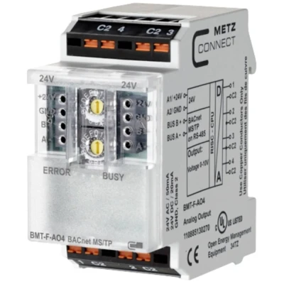 Afbeelding van Metz Connect BMT F AO4 BACnet MS/TP module 24 V/AC, V/DC 50 mA Aantal uitgangen: 4 x Inhoud: 1 stuk(s)