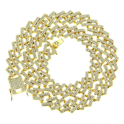Afbeelding van ICYBOY 18K Massieve Miami Heren Vierkantig Ketting Verguld Goud [GOLD PLATED] [ICED OUT] [20 inch 50 cm Small / Medium] Diamond Cuban Chain Bracelet Link