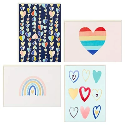 Afbeelding van Hallmark Kids All Occasion Cards Assortiment, 24 blanco kaarten met enveloppen (harten)