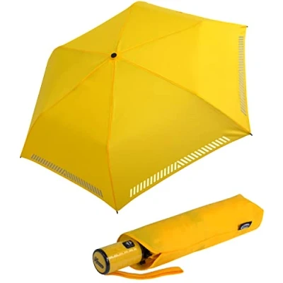 Afbeelding van iX brella Mini kinderparaplu Safety Reflex extra licht, Geel automaat, 95 cm Automatik, zakparaplu automatisch