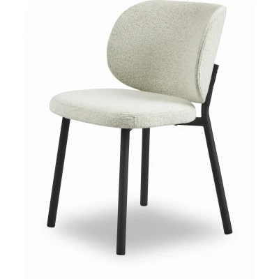 Afbeelding van Nordic Home Milly eetkamerstoel bouclé wit Boucle