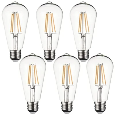 Afbeelding van SD LUX E27 LED lampen Vintage gloeilampen 6W (60W equivalent) 650LM ST64 ES licht geen flikkering schroef Edison filament warm wit 2700K niet dimbare 6 packs
