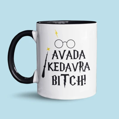 Afbeelding van NietMokken.nl Grappige Mok &quot;Avada Kedavra, Bitch!&quot; Humor Cadeau voor Harry Potter Fans Magische Koffiebeker Vaatwasser &amp; Magnetronbestendig Keramische tas 325ml