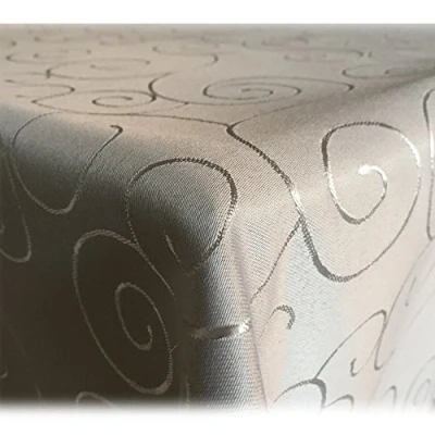 Afbeelding van JEMIDI tafelkleed ornamenten zijdeglans edele tafelhoes Lichtgrijs Vorm Eckig Maat 130x220