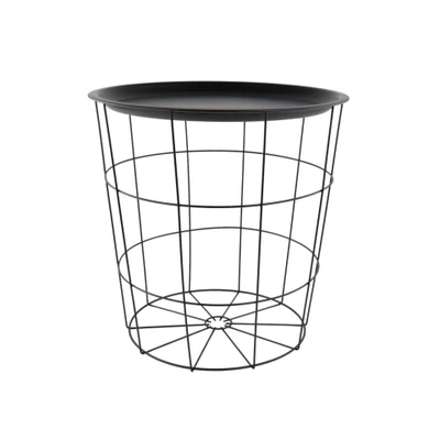 Afbeelding van Orange85 Bijzettafel Draadmand Zwart Metaal 40x40 cm