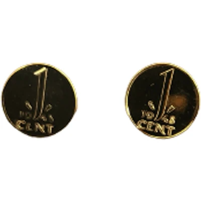 Afbeelding van Vergulde gulden cent manchetknopen jaar 1970