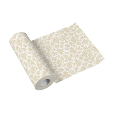 Afbeelding van PAW Airlaid Tafelloper (40 x 2400 cm) I Geperforeerd Elke 120 cm Verjaardag Tafelversiering Ideale Tafeldecoratie voor Communies, Bruiloften, Doopfeesten Kleur: Subtle Roses (gold)