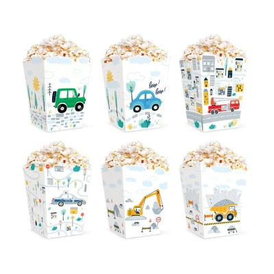 Afbeelding van Voertuigen Popcorn Bakjes 6 stuks