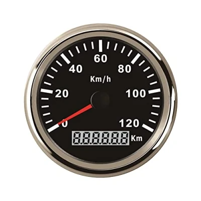 Afbeelding van ELING Waterdichte KM GPS snelheidsmeter, kilometerteller, 120 km/u, voor auto, motorfiets, tractor, vrachtwagen, met achtergrondverlichting, 85 mm, 12 V/24 V