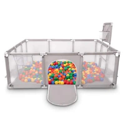 Afbeelding van Selonis box baby grote speeltuin met 200 ballen voor kinderen, grijs:geel/groen/blauw/rood/oranje