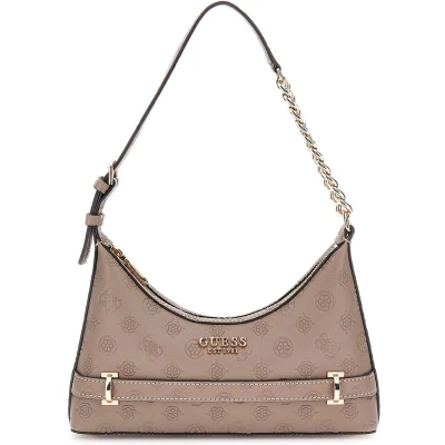 Afbeelding van Guess Zarela TOP ZIP Shoulder BAG Handtas, Dames, Maat: One Size, Dark taupe