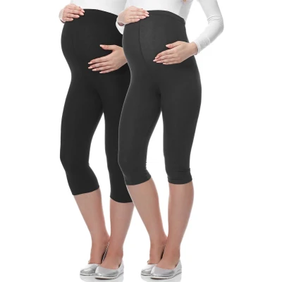 Afbeelding van BE Mammy Dames Leggings Zwangerschapskleding Capri Viscose 2Pack 03 2P Zwart/Grafiet M