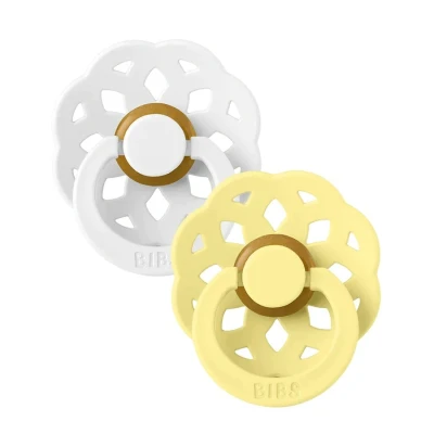 Afbeelding van BiBS Boheme Pacifier Stage 1 Fopspeen 2 stuks White / Sunshine