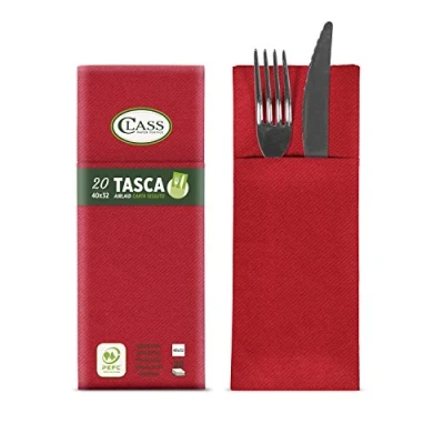Afbeelding van CLASS 10 C4032TA 110 PEFC Airlaid servet bestektas, papier, rood, 40x32x0.8 cm, 20