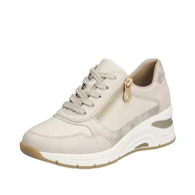 Afbeelding van Rieker Sneakers laag, Dames, Maat: 43, Perle pebble muschel Leer