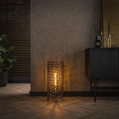Afbeelding van Hoyz Collection Vloerlamp Weaver Cylinder Ø25 61cm Zwart Nikkel