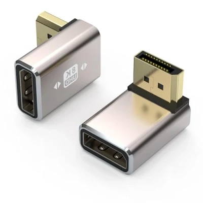 Afbeelding van VMOJO 2 pack DisplayPort adapter, legeringsbehuizing 8K UHD HDR (DP) 1,4 90 graden naar boven schuine stekker bus extender verlengstekker converter @60Hz/4K @144Hz