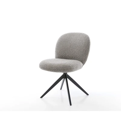 Afbeelding van Eetkamerstoel Nube Flex kruisframe breed zwart bouclé zilver grijs pocketveer kern 360 draaibaar
