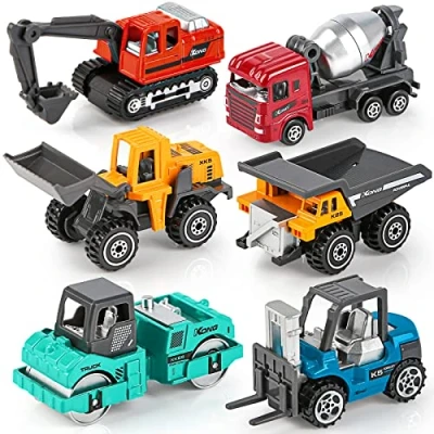 Afbeelding van Gegoten Bouw Vrachtwagens Kleurrijke Techniek Auto Speelset Educatief Voertuig Speelgoed Kerstcadeau voor Kinderen Jongens 3 4 5 6 (6 STUKS)