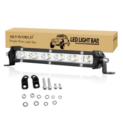 Afbeelding van SKYWORLD 7 inch 30W enkele rij led lichtbalk, ultradunne slanke spot offroad rijden mistlamp werklamp waterdicht voor 4x4 vrachtwagens tractor SUV ATV UTV boot, 6000K witte lichtbalken