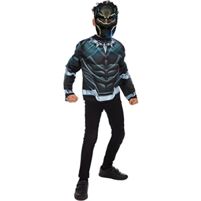 Afbeelding van Rubie&#039;s Top en masker Black Panther, I 300521, maat 5 8 jaar