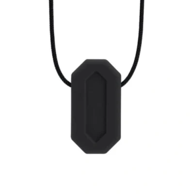 Afbeelding van ARK® Kauwketting in verschillende diktes en vormen met instelbare scheurlijn ATC onderhoudsinstructies, sensory halsketting, bijtblok, kauwen, tanden, autisme (minibite, vast zwart)